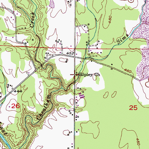 Topographic Map of Ripley Church, AL