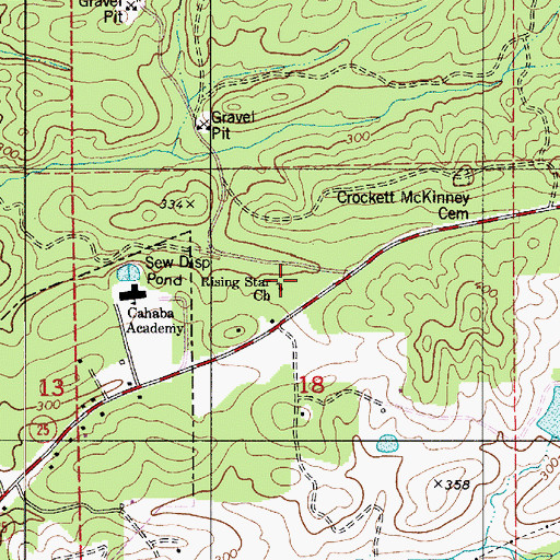 Topographic Map of Rising Star Baptist Church, AL