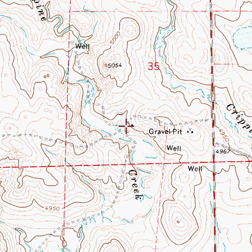 Topographic Map of Underwood Ranch, WY