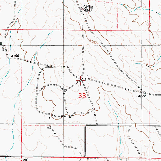 Topographic Map of Giffon Ranch, WY