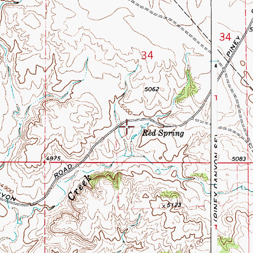 Topographic Map of Red Spring, WY