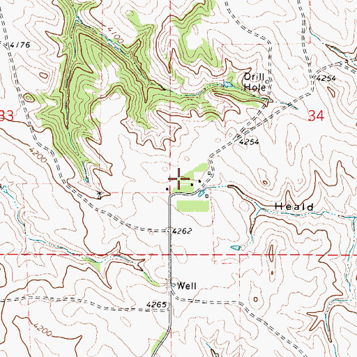 Topographic Map of Heald Ranch, WY