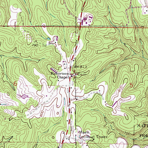Topographic Map of Robertson Chapel, AL