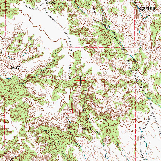 Topographic Map of Rochelle Hills, WY