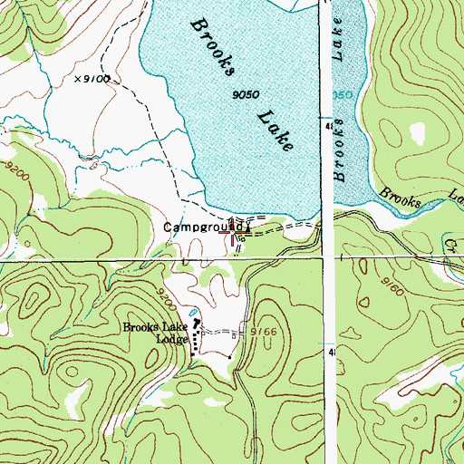 Topographic Map of Brooks Lake Campground, WY