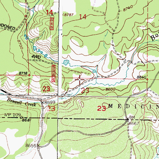 Topographic Map of Bosewll Creek Campground, WY