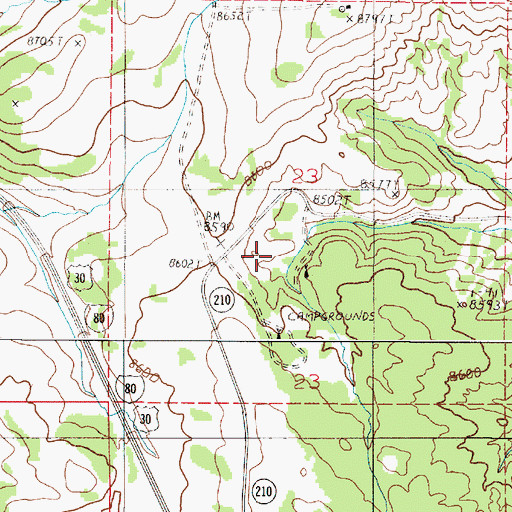 Topographic Map of Tie City Campground, WY