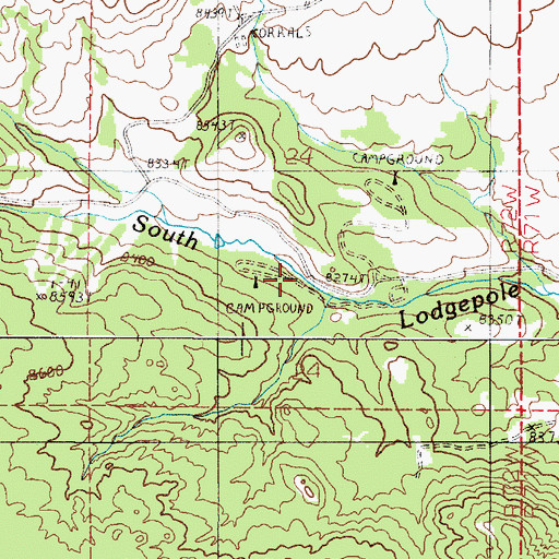 Topographic Map of Pole Creek Campground, WY