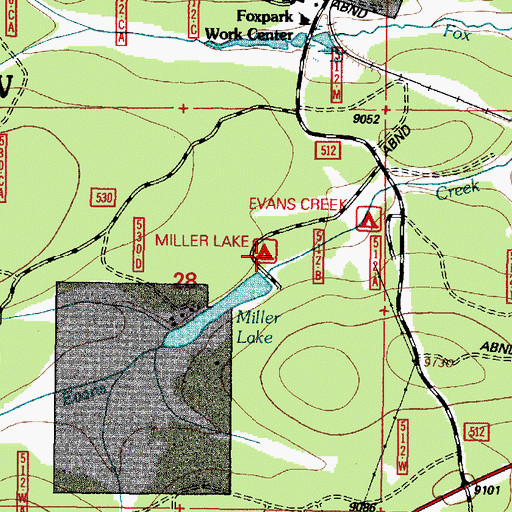 Topographic Map of Miller Lake Campground, WY