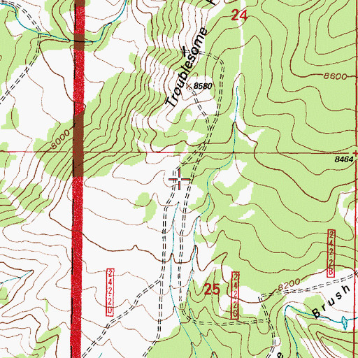 Topographic Map of Troublesome Trail, WY