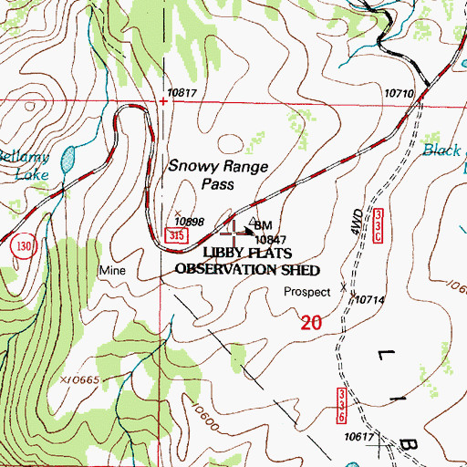 Topographic Map of Libby Flats Observation Shed, WY