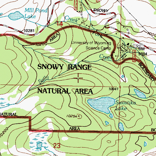 Topographic Map of Snowy Range Natural Area, WY
