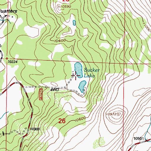 Topographic Map of Sucker Lakes Reservoir, WY