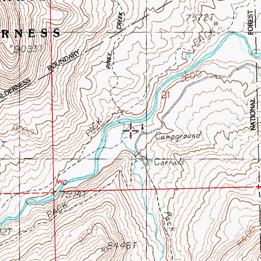 Topographic Map of Jack Creek Campground, WY