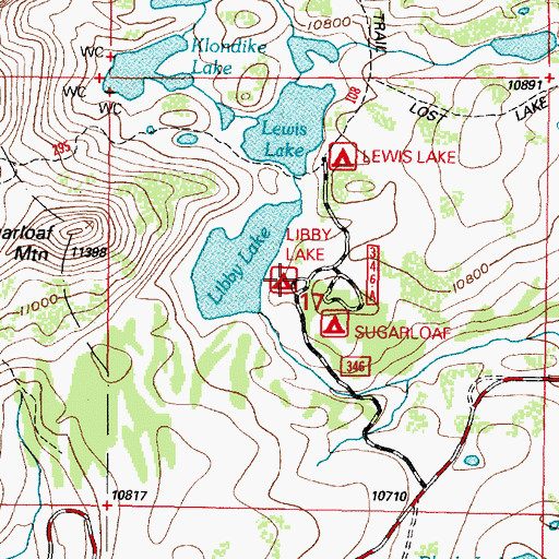 Topographic Map of Sugarloaf Recreation Area, WY