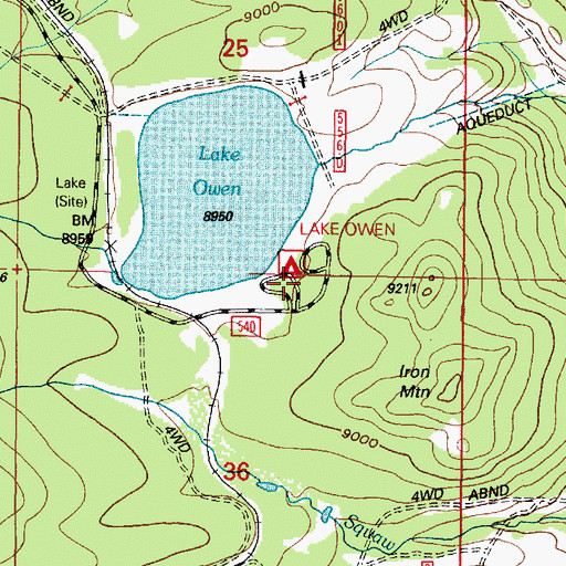 Topographic Map of Lake Owen Campground, WY