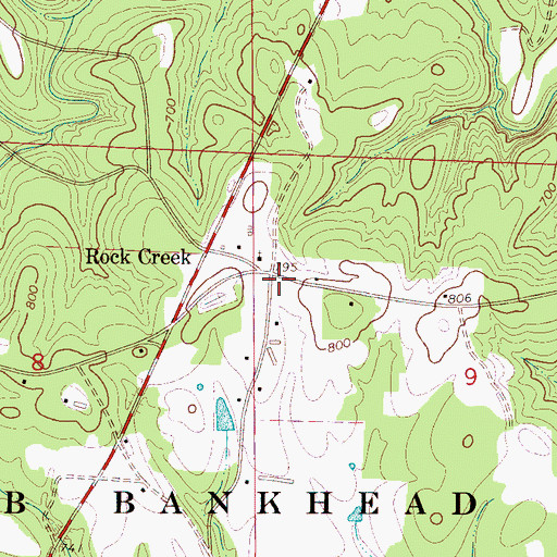 Topographic Map of Rock Creek, AL