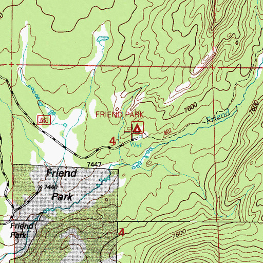 Topographic Map of Friend Park Campground, WY