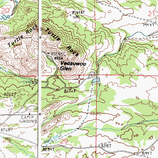 Topographic Map of Vedauwoo Campground, WY