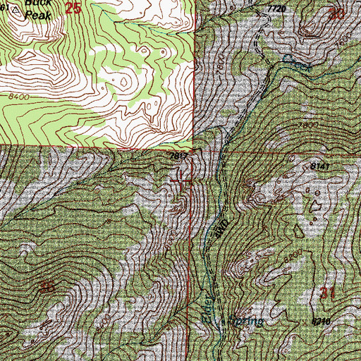 Topographic Map of Twin Peak, WY