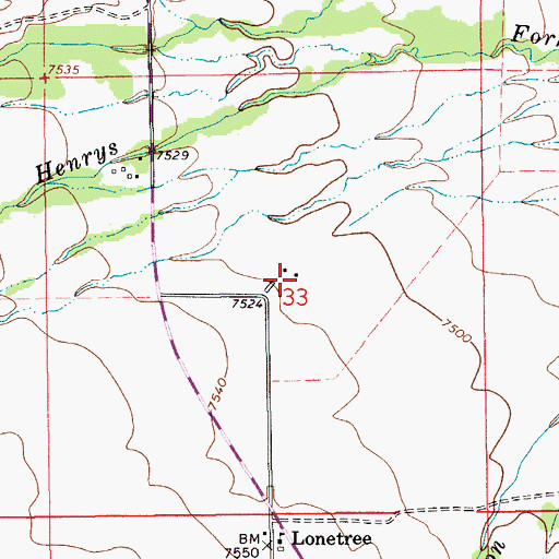 Topographic Map of Hickey Ranch, WY