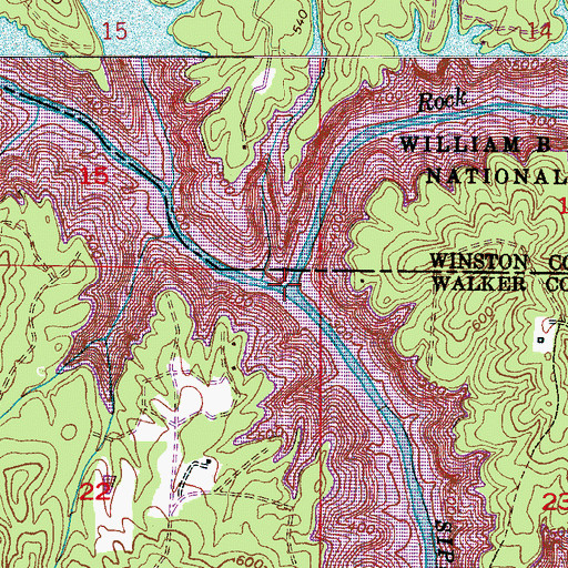 Topographic Map of Rock Creek, AL