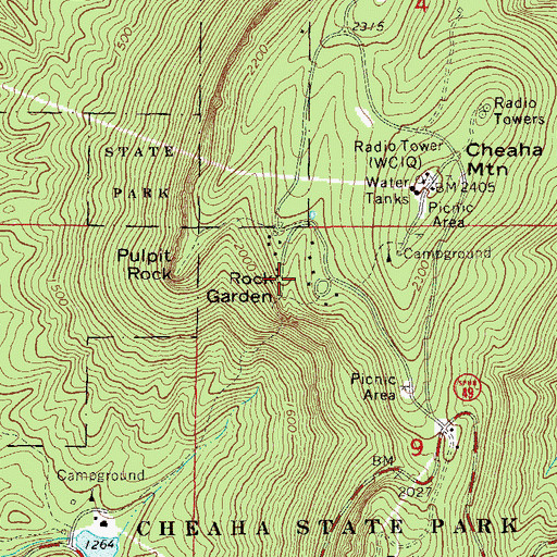 Topographic Map of Rock Garden, AL