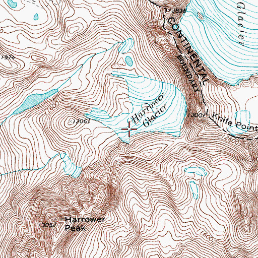 Topographic Map of Harrower Glacier, WY