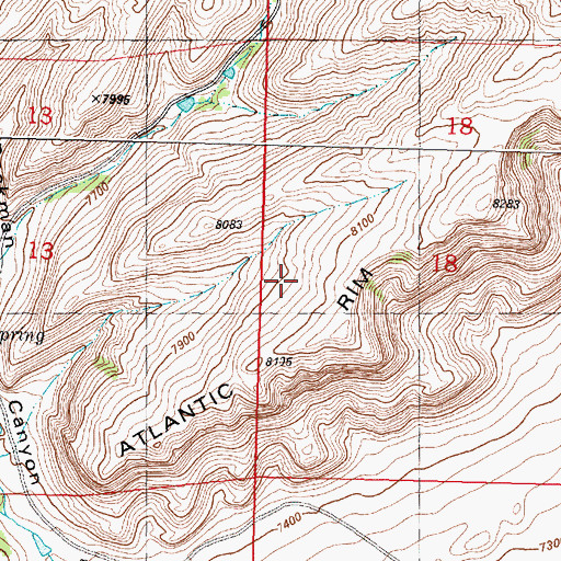 Topographic Map of Atlantic Rim, WY
