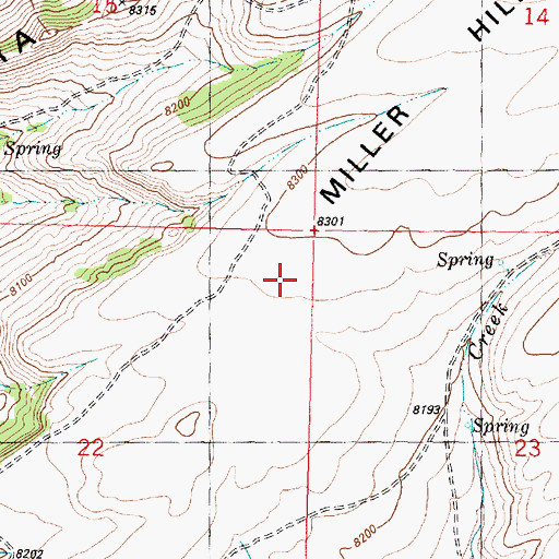 Topographic Map of Miller Hill, WY