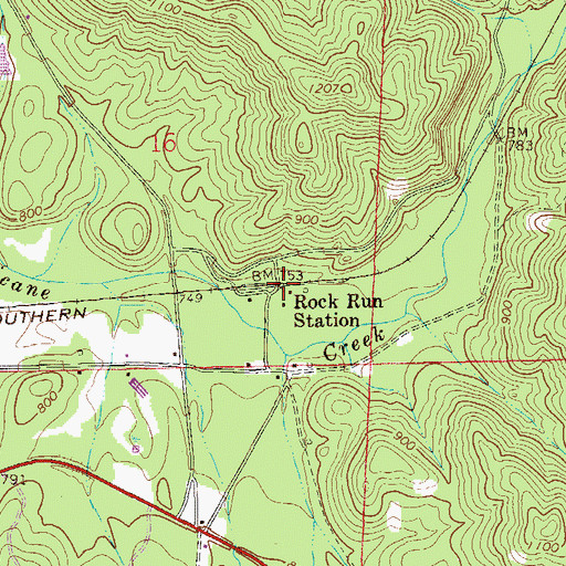 Topographic Map of Rock Run Station, AL