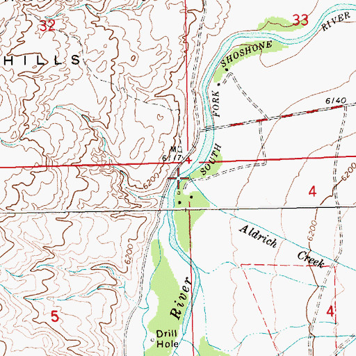 Topographic Map of Aldrich Creek, WY