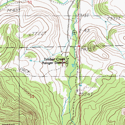 Topographic Map of Timber Creek Ranger Station, WY