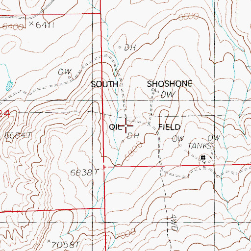 Topographic Map of South Shoshone Oil Field, WY