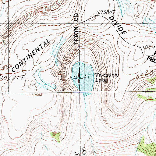 Topographic Map of Tri-county Lake, WY