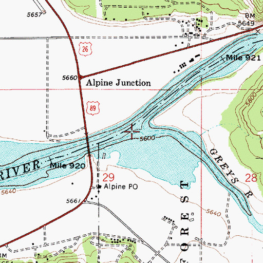 Topographic Map of Greys River, WY