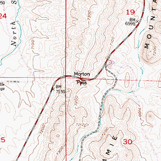 Topographic Map of Morton Pass, WY