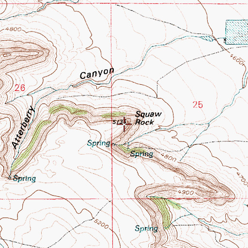 Topographic Map of Squaw Rock, WY