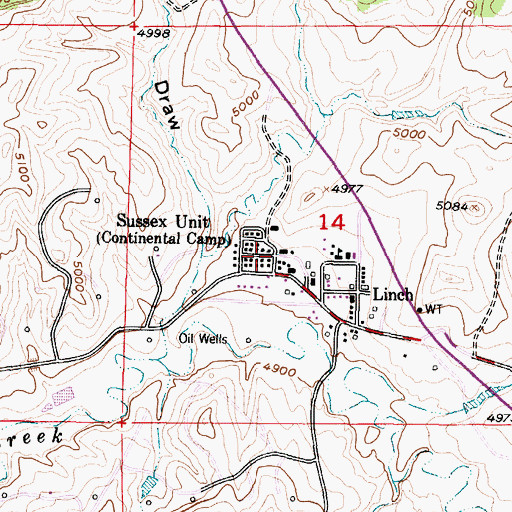 Topographic Map of Sussex Unit, WY