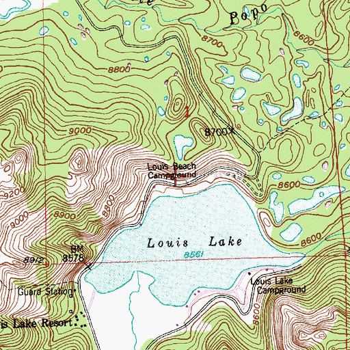 Topographic Map of Louis Lake Picnic Area, WY