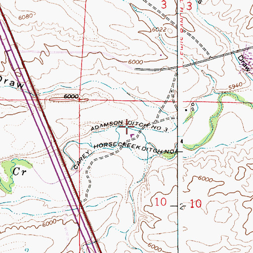 Topographic Map of Adamson Ditch Number 3, WY
