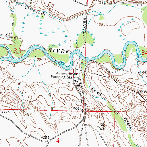 Topographic Map of Ainsworth Pumping Station, WY