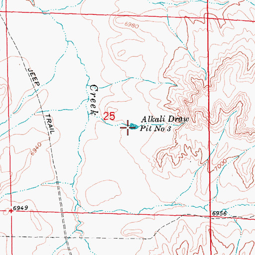 Topographic Map of Alkali Draw Pit Number 3, WY