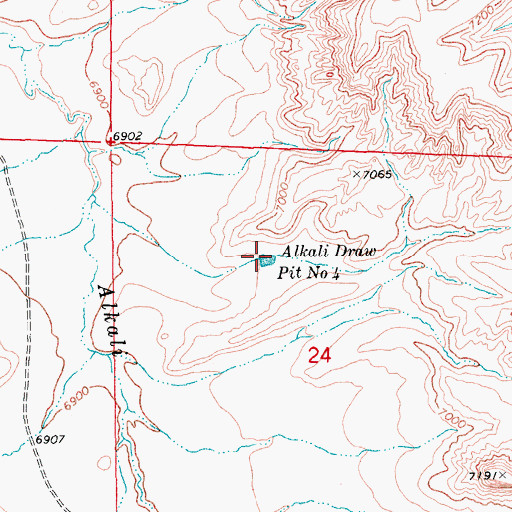 Topographic Map of Alkali Draw Pit Number 4, WY