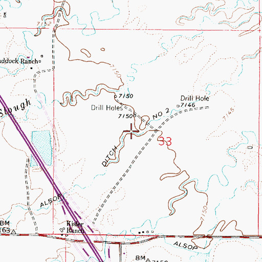 Topographic Map of Alsop Ditch Number 2, WY