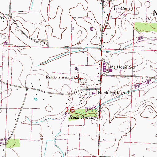 Topographic Map of Rock Springs Church, AL