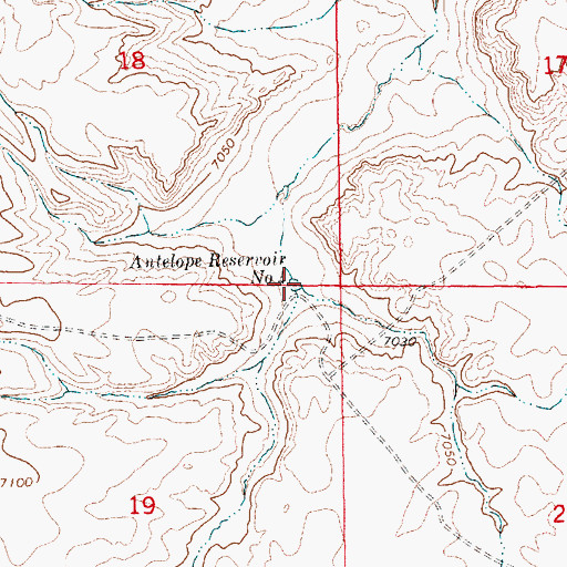 Topographic Map of Antelope Reservoir Number 4, WY