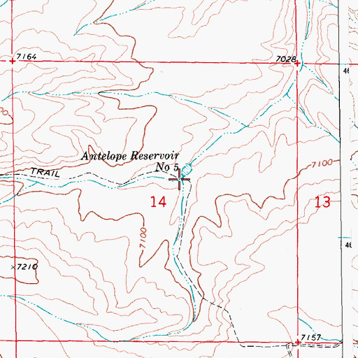 Topographic Map of Antelope Reservoir Number 5, WY