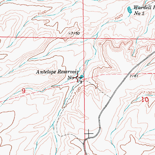 Topographic Map of Antelope Reservoir Number 7, WY