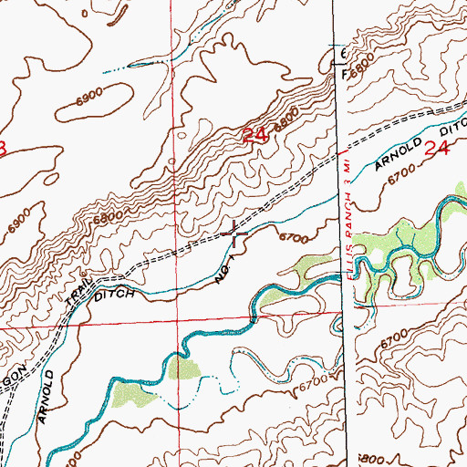 Topographic Map of Arnold Ditch Number 1, WY